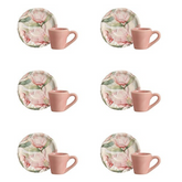Jogo 6 Xicaras de Café com Pires Magnolia Rose 100ml